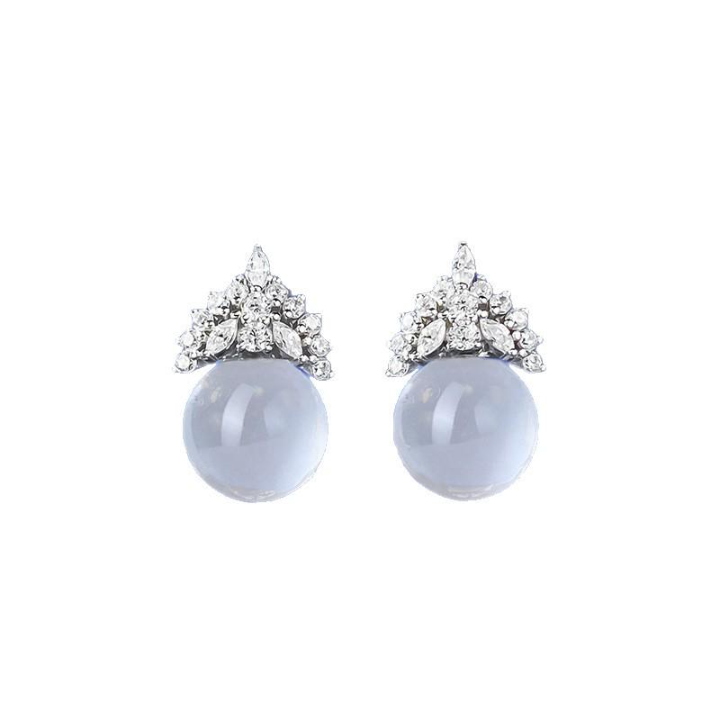 Zhuozhifan S925 Sterling Silver Ice Queen Crystal Diamond Stud Earrings