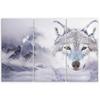 Three Piece Picture Canvas Print Wolf Forest Fog Nature Grey