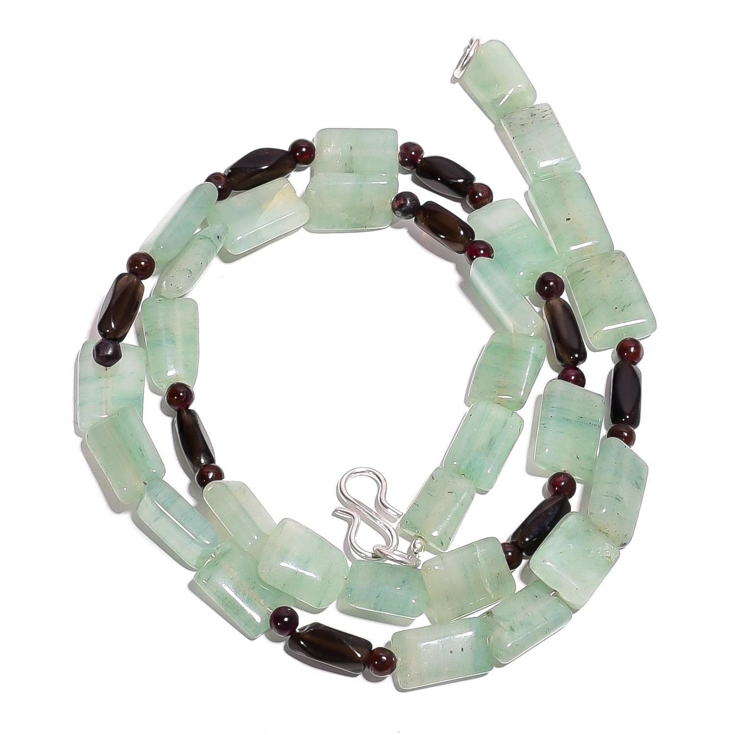 

Натуральный авантюрин дымчатый кварц гранат драгоценный камень гладкие бусины ожерелье 17 UB4071 UB-4071