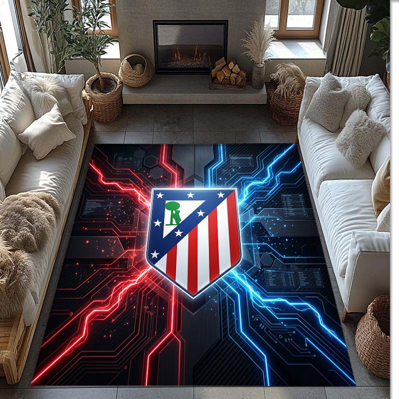 Atletico Madrid Printed Flannel Area Rug Non Slip Soft Polyester Floor Carpet Indoor Decor Mat for Bedroom Living Room Sofa Game Room Home Decoration