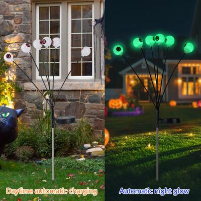 Solar Kugelaugen Lichter Halloween Außen Steckerleuchten Bunte Leuchtende Geisteraugen Design Wasserdichte Dekorative Lichter für Garten Rasen Hof