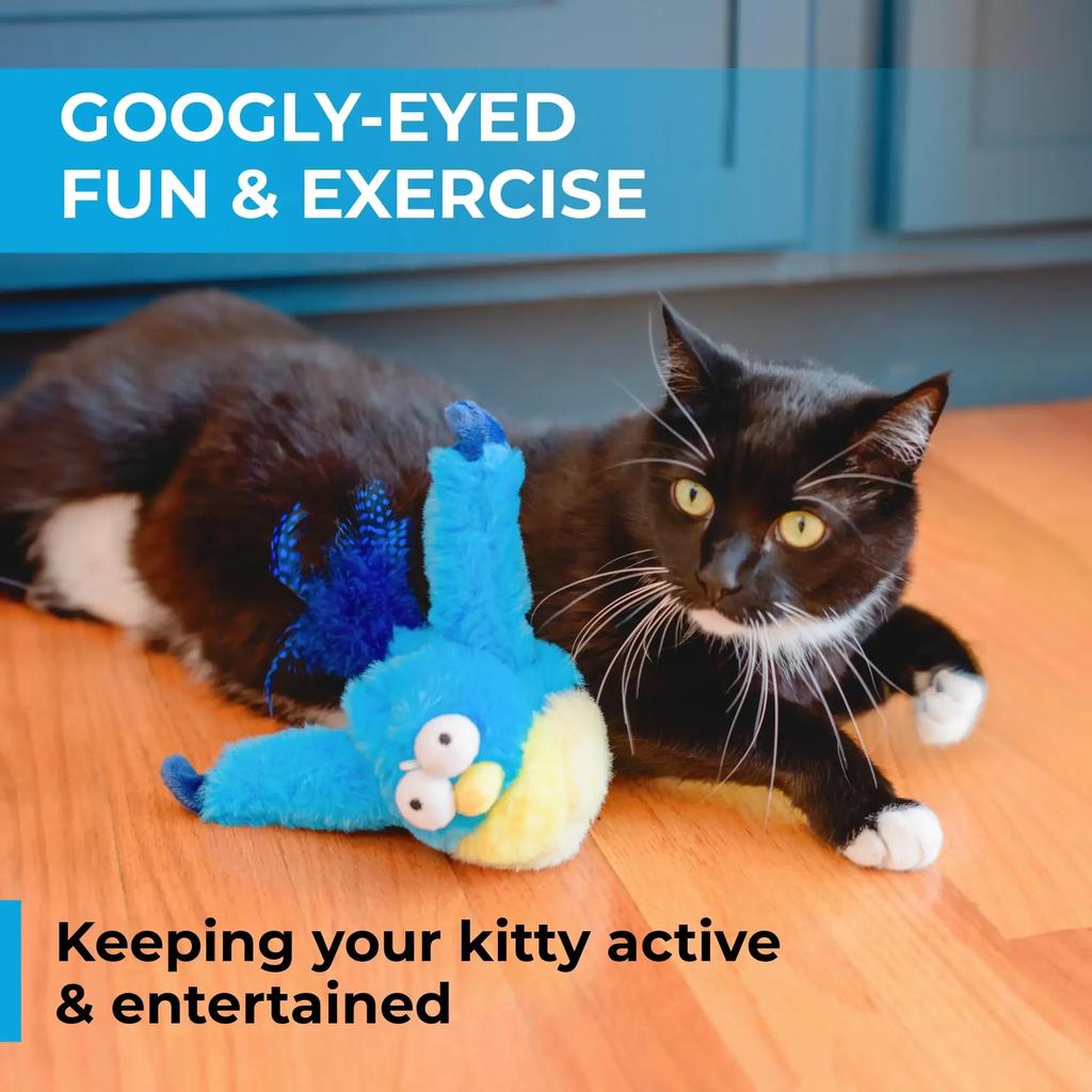 Flapping Bird Cat Toys Interactive Chirping Bird with Catnip 3 Modes Touch Activated Electric Plush Toy Rechargeable Kitten Toy