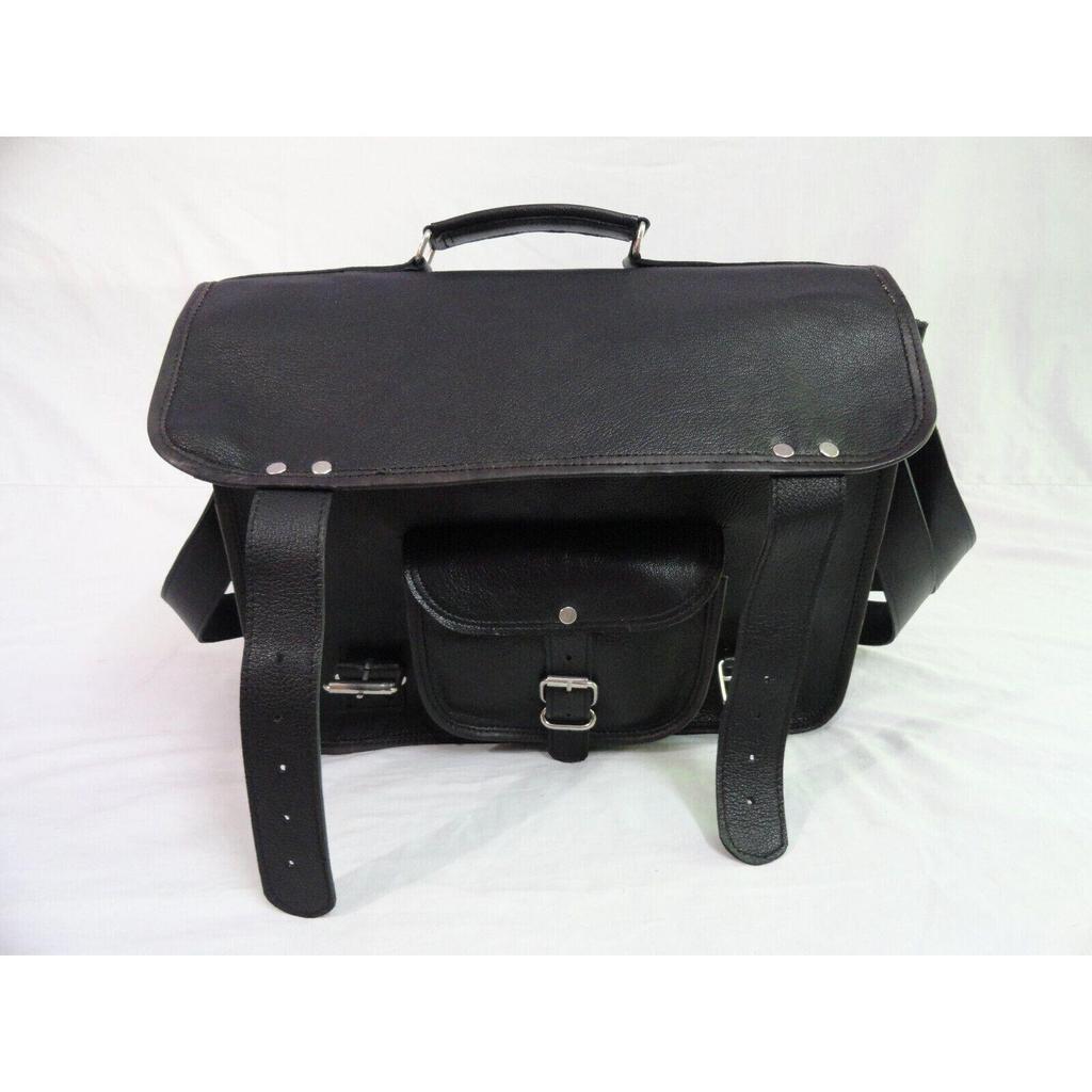 Černá kožená taška na fotoaparát Polstrované pouzdro Messenger Satchel Crossbody tašky