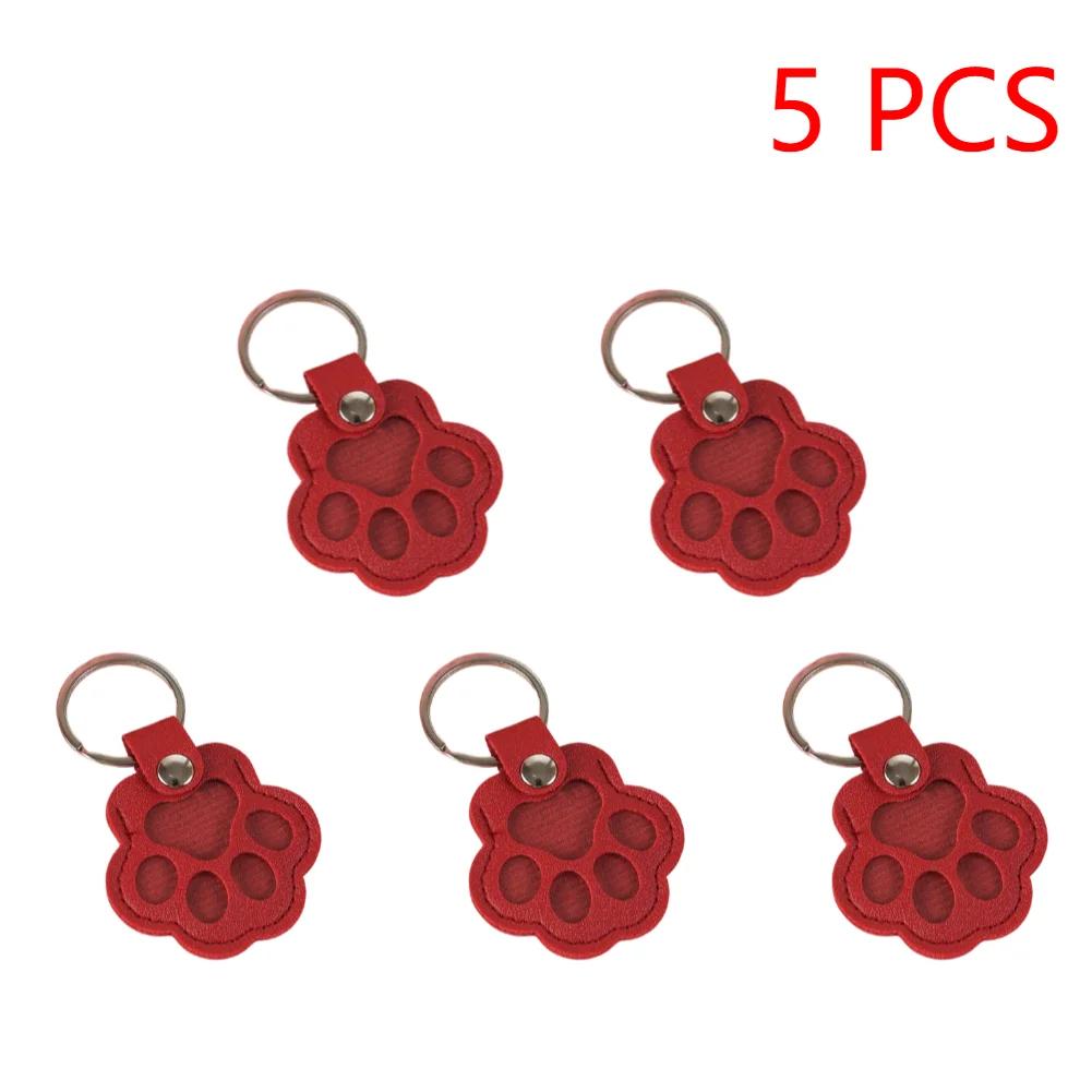 1-5PCS Pet Hair Keepsake Keychain PU Pet Keychains Hair Collector Cute Paw-Shaped Charm for Keyrings Bags and Personal Mementos