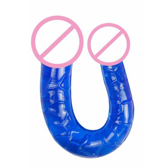 Dvojité dildo tvaru U Flexibilní vagina Anální Ženy Sexuální hračka s umělým penisem