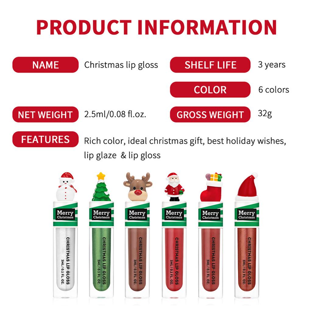 Single Piece Christmas Lipstick Set Liquid Lip Gloss for Women Girls Holiday Party Makeup Gifts Stocking Stuffers Small Present