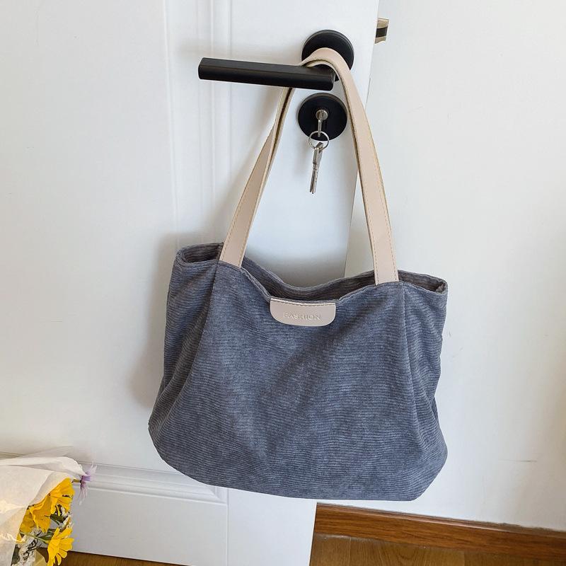 Solid Color Casual Large-capacity Cloth Bag New Simple and Versatile Lightweight Shoulder Handbag Commuter Tote Bag Women
