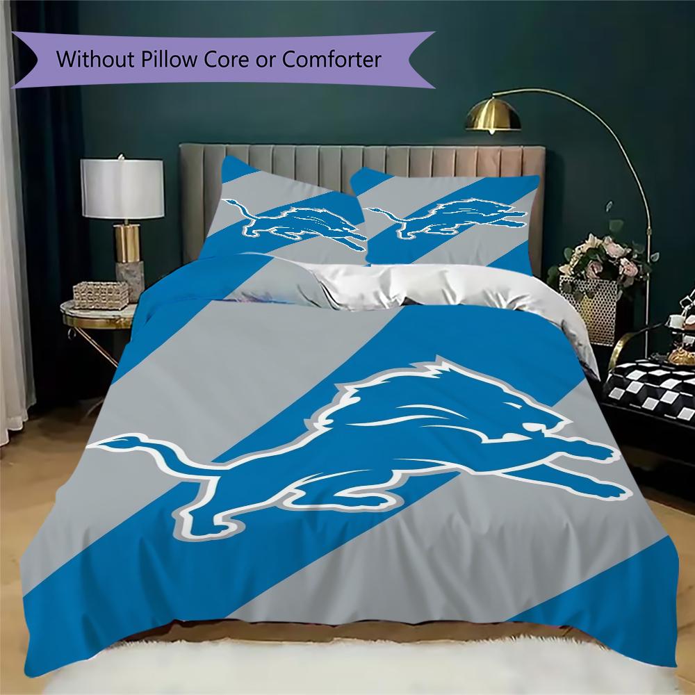 Detroit Lions Pattern Bedding uilt Set uilt Cover Pillowcase Home Decoration Birthday Gift (1*duvet cover + 2*pillowcase without core)