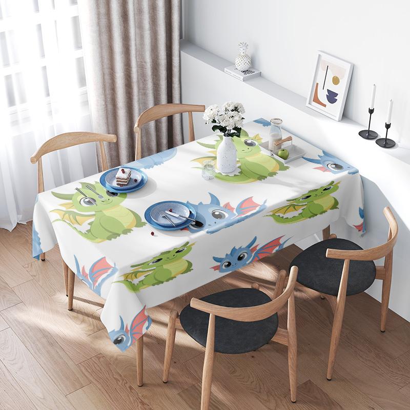 

Cute Cartoon Print Tablecloth Kids Dining Room Decor Plaid Home Textiles Square Non-slip Waterproof Kitchen Towel (Multicolor) 160X220CM