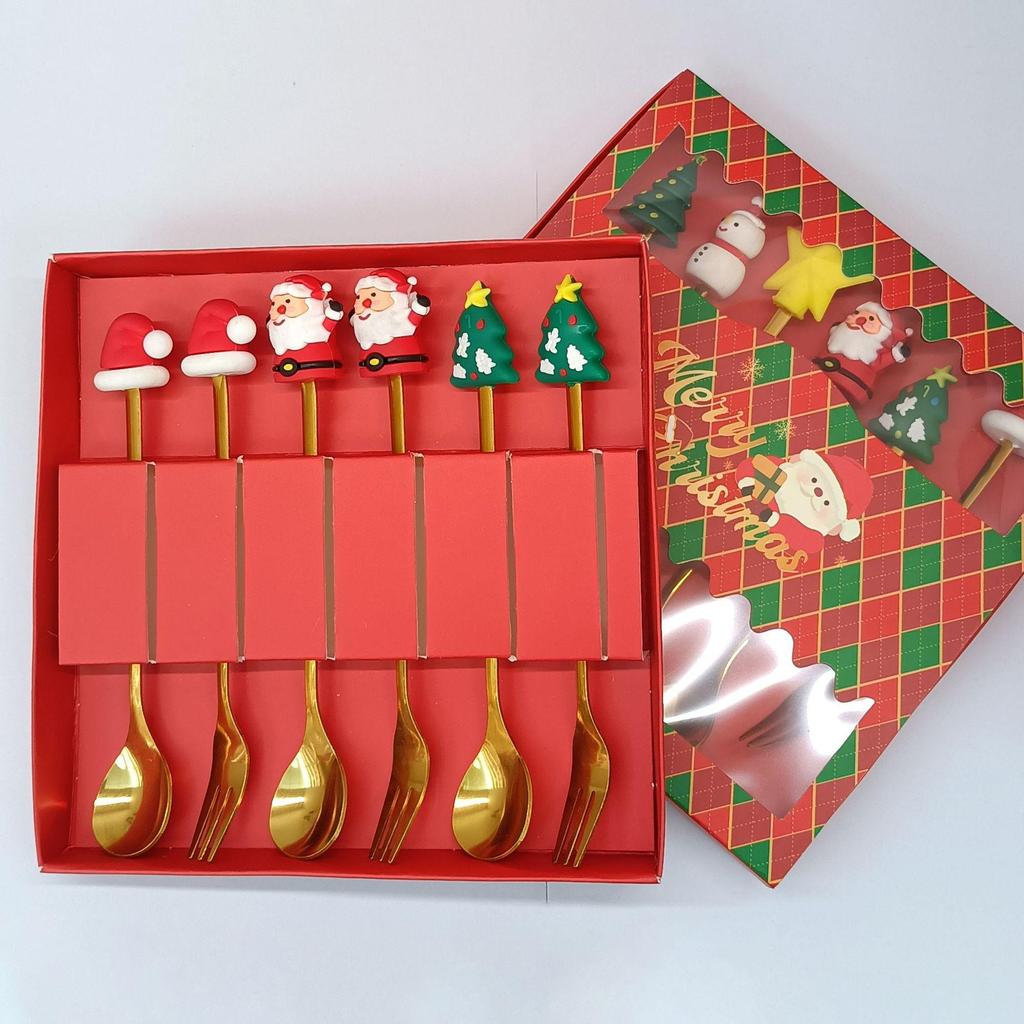 Creative Cartoon Stainless Steel Spoon & Fork Set: Coffee Stirrer, Fruit Fork, Christmas Gift