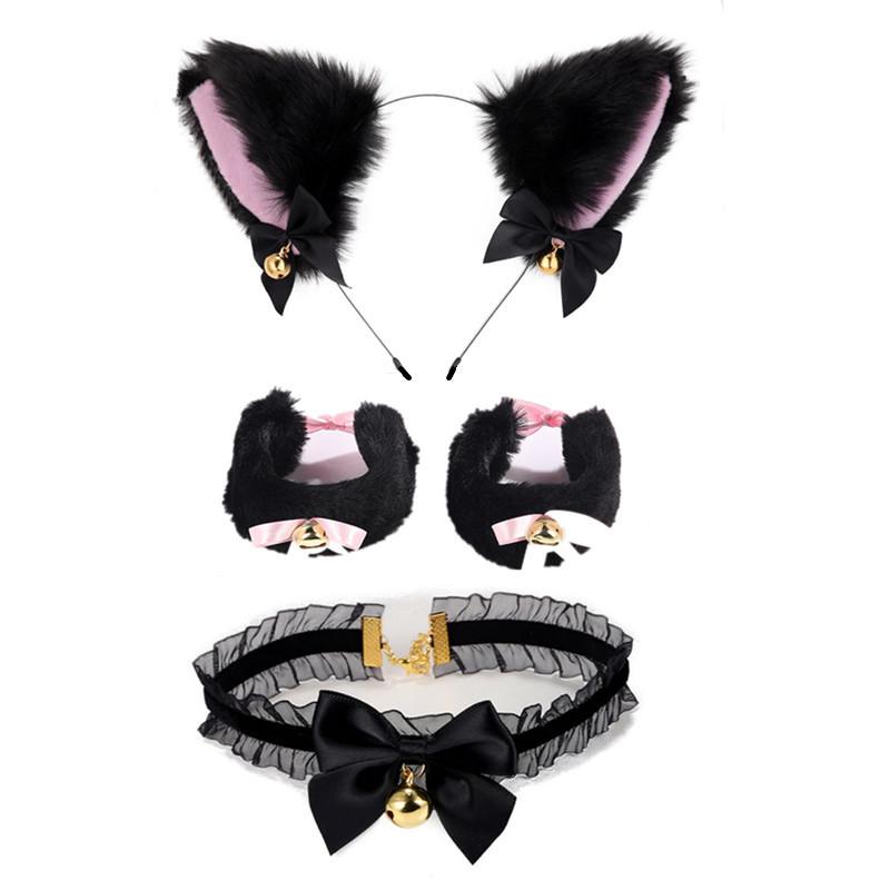 

Ободок с кошачьими ушками и колокольчиком и набор чокер с хвостом - Аксессуары для Хэллоуин-вечеринки