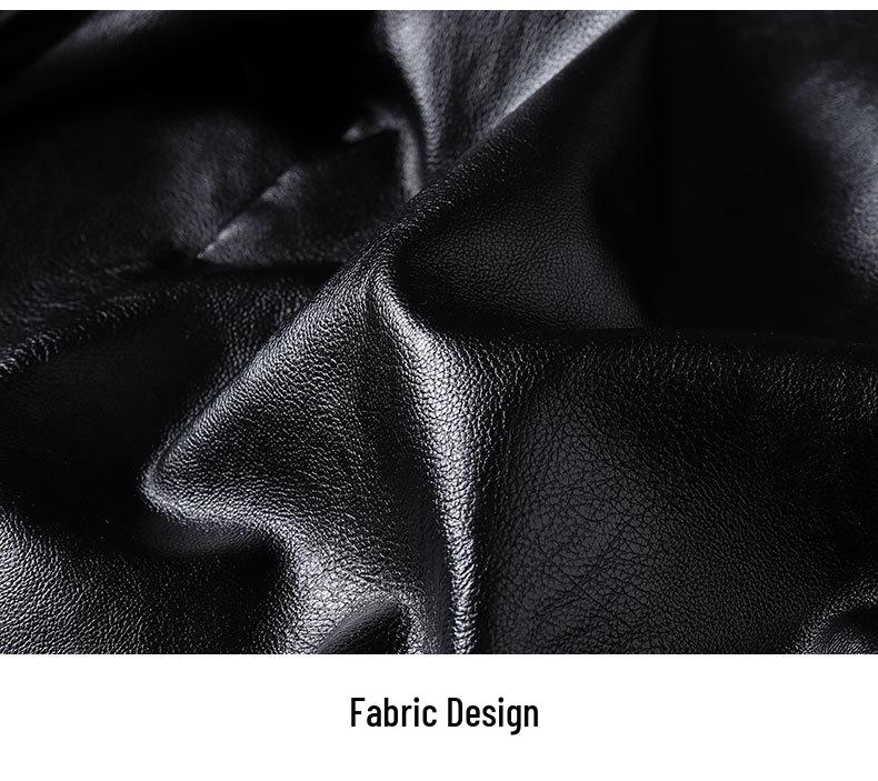 Skórzana Kurtka Męska Duży Rozmiar dla Średniego Wieku i Starszych z Klapami - Wiosna i Jesień