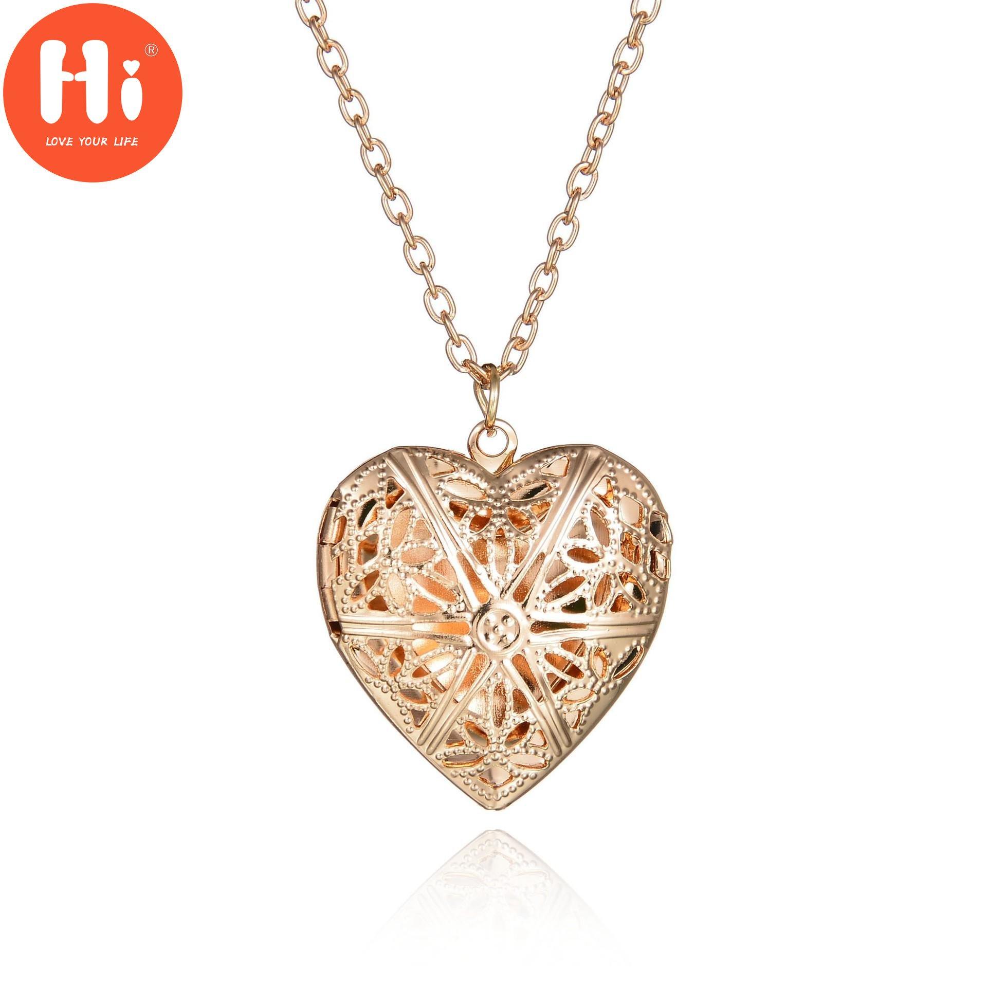 

Женское ожерелье в форме сердца с полым сердцем, ожерелье с коробкой для фотографий