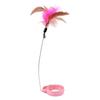 Cat Feather Collar Toys Adjustable Flexible Funny Interactive Cat Feather Wand Collar with Bell for Cat Indoor Play Pink
