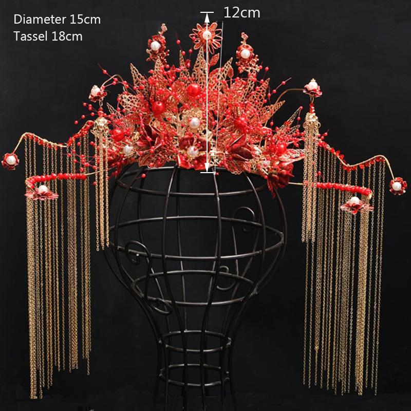 Fashion Bridal Golden Phoenix Crown Earrings Set Chinese Traditional Classic Bridal Headwear For Women Wedding Jewelry Gifts