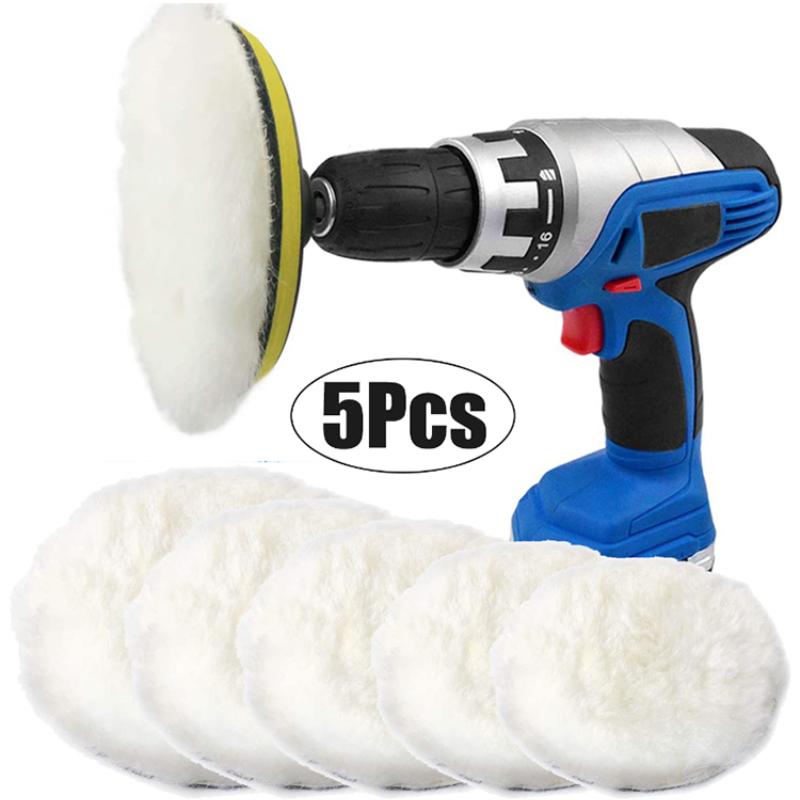 5Pcs Wool Polishing Disc Soft Imitated Car Waxing Polisher Car Polish Pad Car Detailing Auto Cleaning Care Tools 3/4/5/6/7 Inch