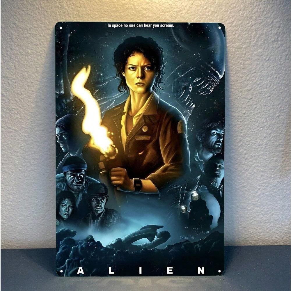 Vintage Alien Sci Fi Metal Tin Sign Poster Art Decor 20x30cm