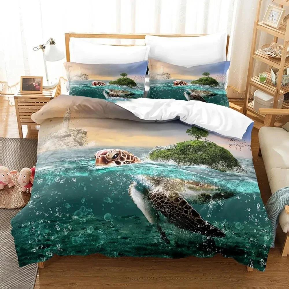 3D Turtles Of The World Adult Boys Anime Duvet Cover Set Single Double Full Queen King Size Quilt Cover Pillowcase