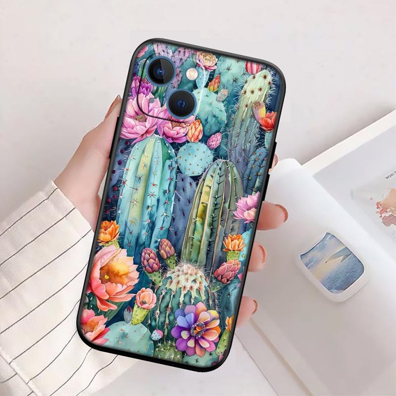 BH48 Watercolour Cacti Succulent Shell Case for Samsung Note 10 20 S23 S24 S25 Ultra FE Plus Edge Lite A02S A35 A07 A17