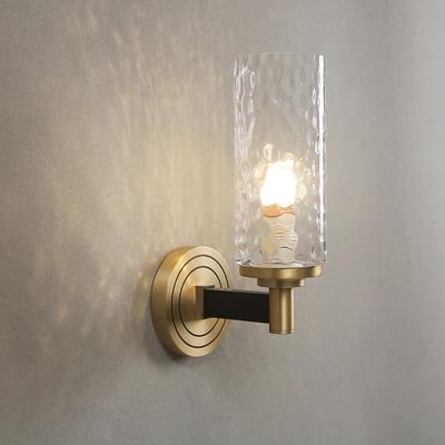 Lámpara de Pared Merican Todo Cobre Sala de Estar Dormitorio Lámpara de Noche Iluminación Moderna Lujo Pared de Fondo Luces de Pared de Cristal Creativas