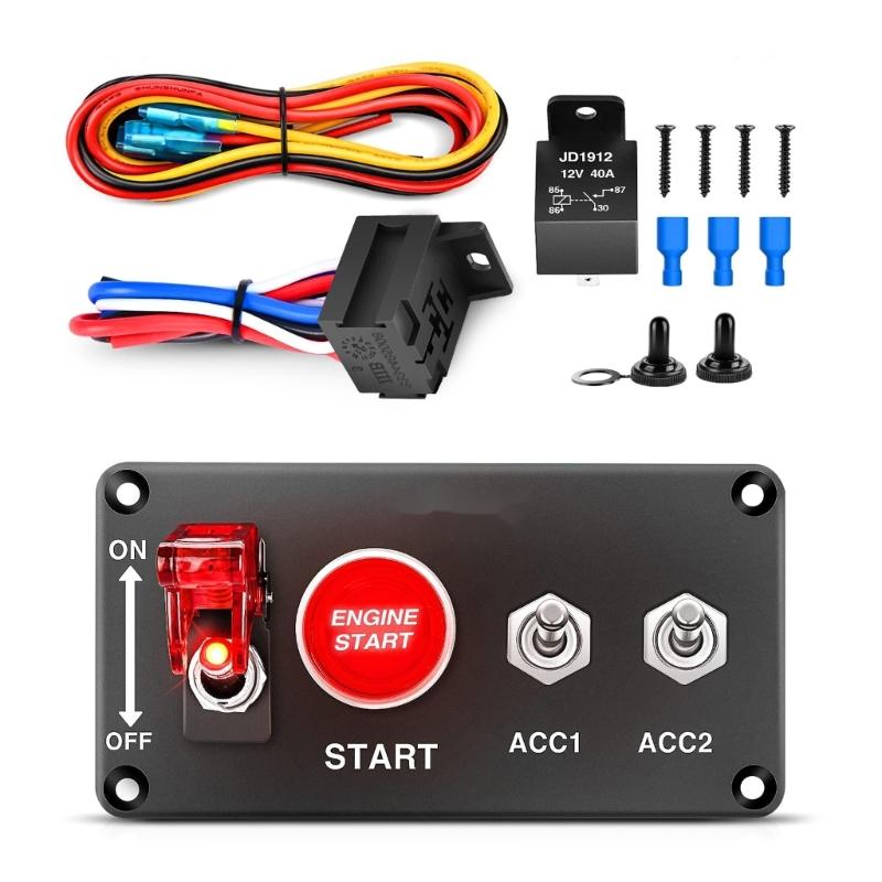 Waterproof Car Ignition Light Toggle Panel Starter Stop Button 12V