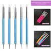 5Pcs Stainless Steel Dotting Tools Marbleizing Painting Pens 2 Way Nail Art Acrylic Silicone Point Flower Nail Pen