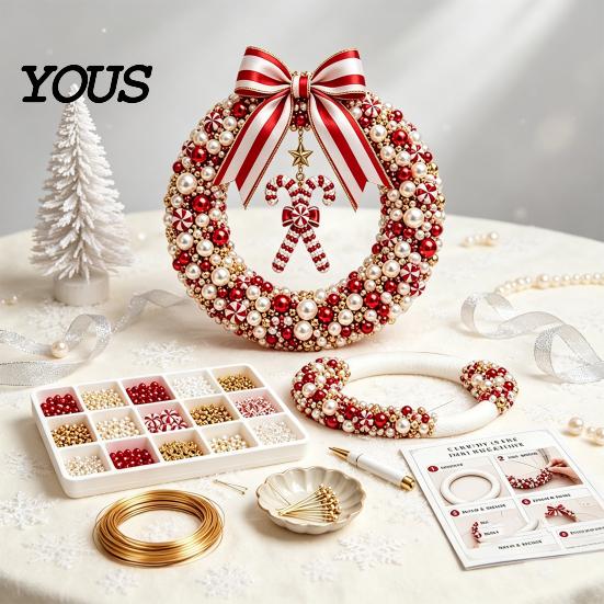 Feiertags basteln Projekte DIY Weihnachts Perlenkranz Set, Handgemachte Perlen Tür Dekoration, Perlen Girlande für Dekor Wandbehang Elegantes Bastelprojekt
