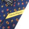Salvatore Ferragamo tie Pocket watch all-over pattern wide tie Navy silk mens Used