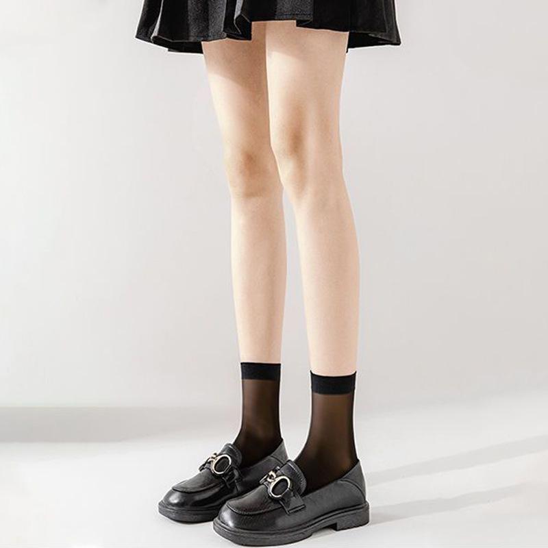 Summer Black Sexy Thin Thigh-High Stockings – High Transparency Over-the-Knee Silk Socks