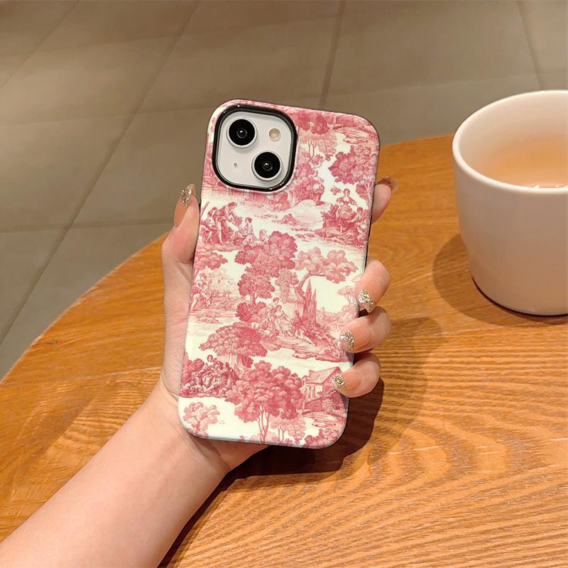 Classic Vintage Toile De Jouy Landscape Pattern Art Print Film Aesthetic Protective Shockproof Bumper Phone Case Cover For iPhone 14 1516 Pro Max Plus