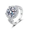 11mm Round Halo Split Shank Pave Band Moissanite Engagement Ring S925 Sterling Silver For Women