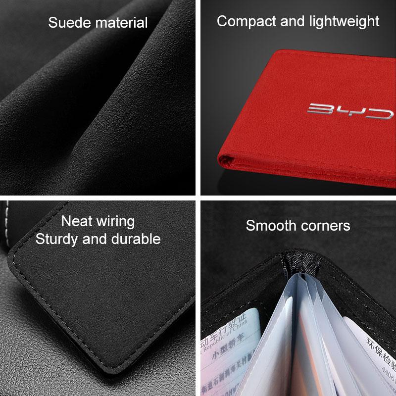 Minimalist Suede Car Driver License Bag For BYD Song Plus Yuan Pro Tang EV F0 F3 Seal U Car Driving ID Card Purse Wallet Holder Njbwy33