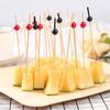 100Pcs/Bag Bamboo Stick Anti-crack Food Grade Smooth Wooden Bead Design Disposable Food Stick for Kitchen