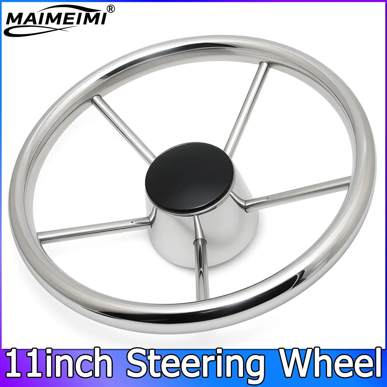 

AD 11 Inch Marine Stainless Steel Steering Wheel With Knob Or Without Knob Grip Boat Accessories Fit For Yacht Boat