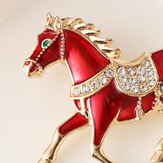 1/4Pcs Horse Brooch Alloy Enamel Pin with Rhinestones Inlaid Clothes Hats Bags Collar Badge Fashion Accessories