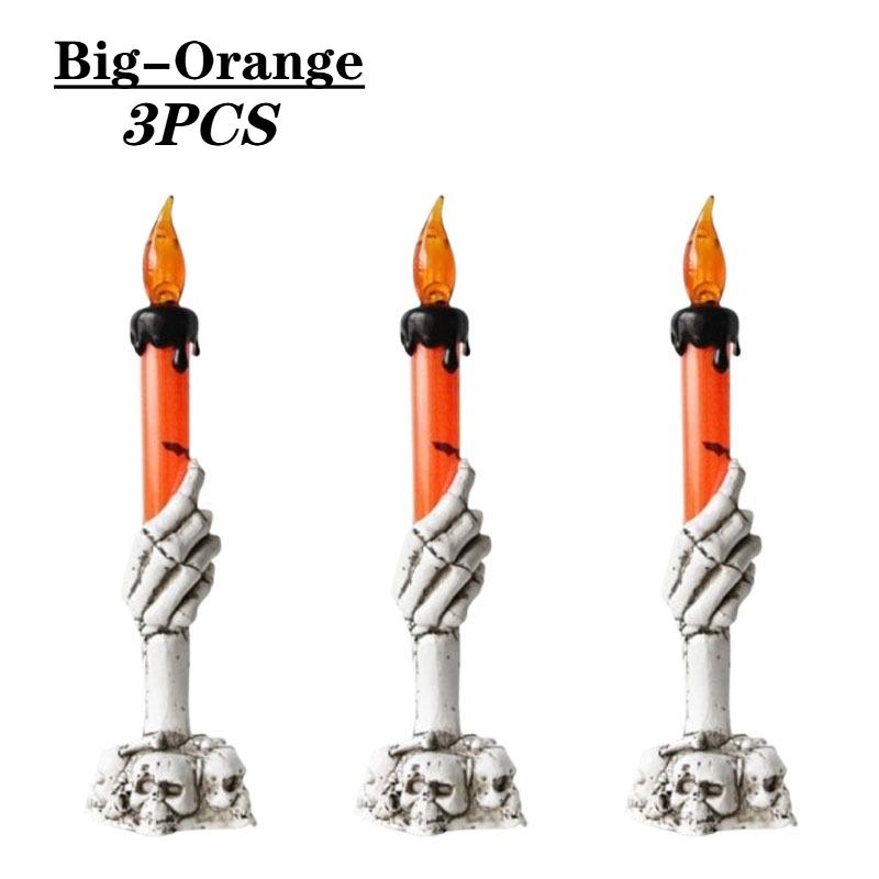 1-3PCS LED Skull Hand Candle Light Battery Operated Flame Effect HalloweenGothic Decoration for Haunted HouseTable Hanging Decor