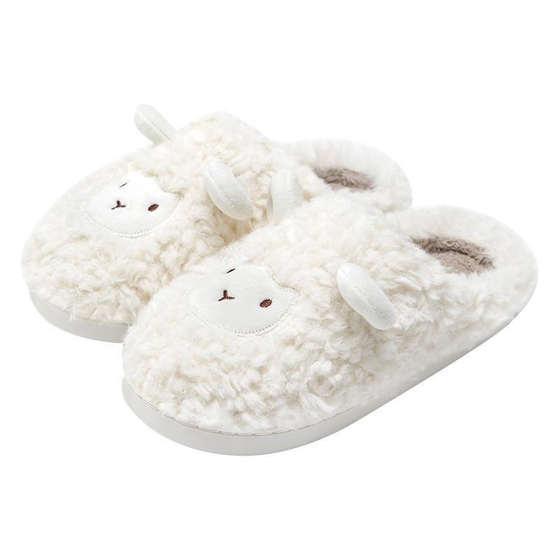 Cotton Slippers Cute Autumn and Winter Home Non-slip Home Plush Warm Couple Cartoon Slippers Winter
