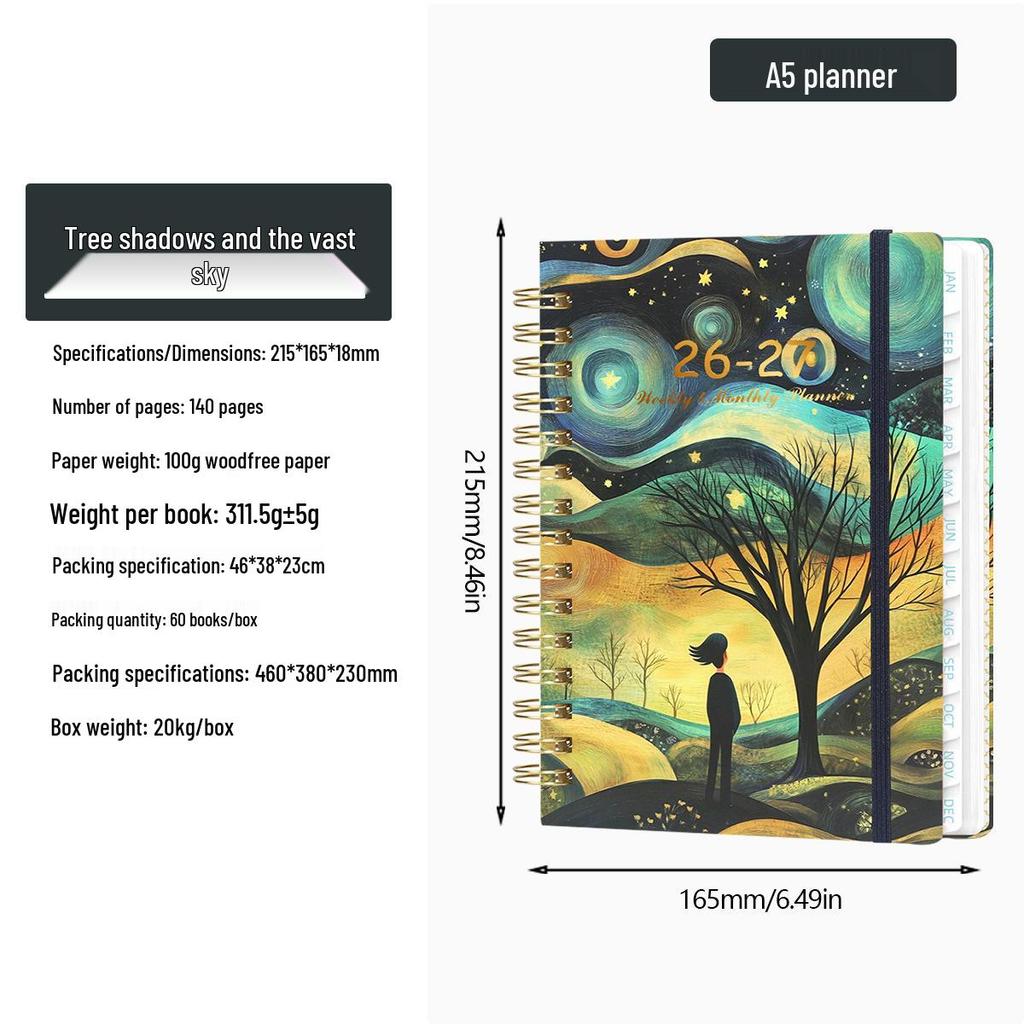 2025 A5 Spiralplaner: Anpassbares Wochennotizbuch