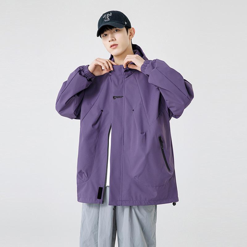 Bunda Pánska Jarná Nový Trend Značková Vyšívaná Vetruvzdorná Bunda s Kapucňou Pár Outdoorová Voľná Ležérna Bunda
