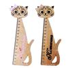 Wooden Ruler Cartoon Cute Cat Wooden Ruler Drawing Scale Student Stationery Korean Version Wooden Learning