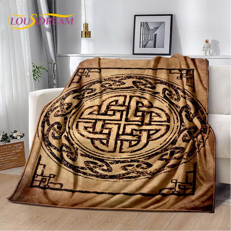 Nordic Mythology Viking Odin Valhalla Valknut Flannel Blanket Throw Blanket,Warm Blanket for Living Room Bedroom Beds Sofa Kids
