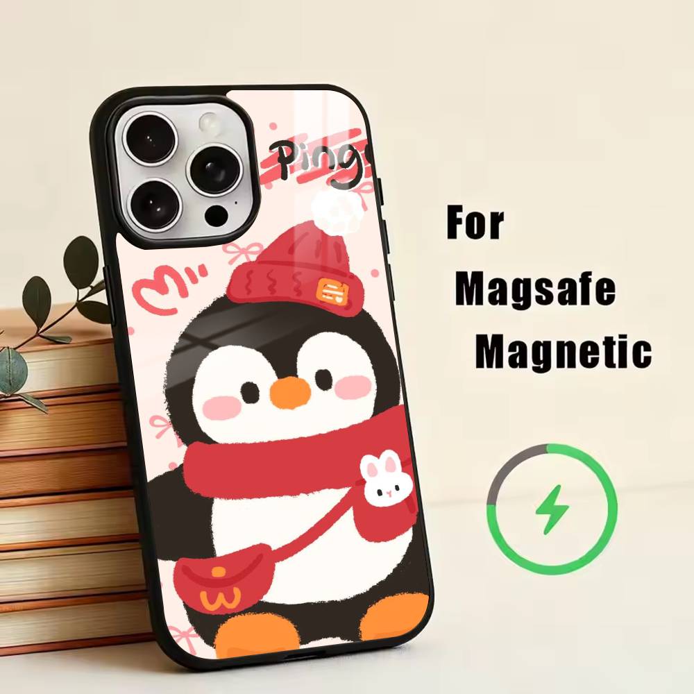 Penguin Kawaii Cute Cartoon  Phone Case For iPhone17,16,15,14,13,12,11 Plus,Pro Magnetic with Magsafe Wireless Charging