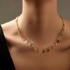 Vacation Style Long Strip Color Glass Gold Plated Clavicle Chain Necklace
