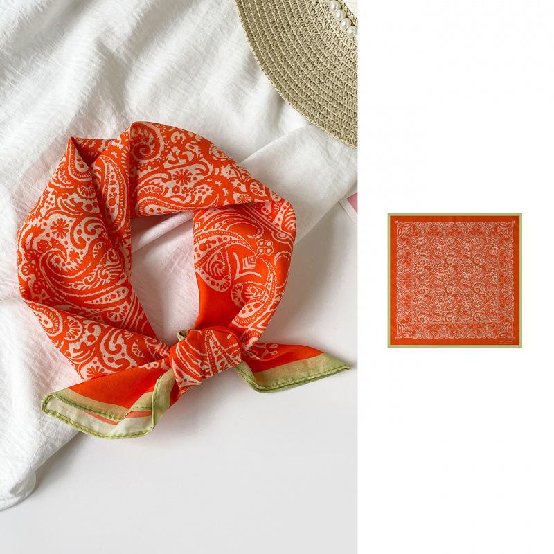 55 Cotton Silk Scarf Paisley Cashew Flower Square Scarf Headscarf Personalized Fashion Breathable Silk Scarf Scarf Tied Bag Decorative Scarf