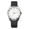 [Offiziell in Japan importiert] BERING Herren Unisex Ultraflache Uhr, Weißes Zifferblatt mit Schwarzem Lederarmband, Saphirglas, Kratzfestes 316L Sur