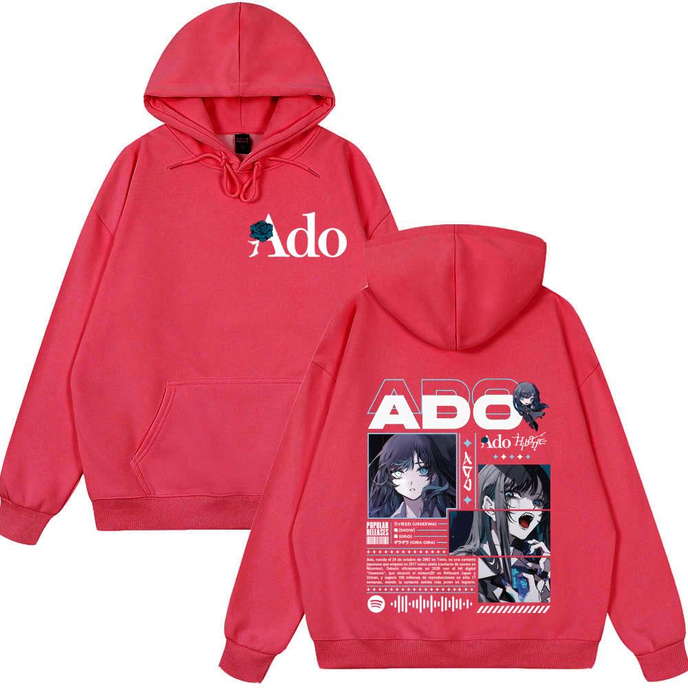 Ado Мировой Тур Хибана Худи Мужская Женская Одежда Мода Харадзюку Повседневный Пуловер Женская Одежда Горячая Распродажа Панк Уличная Одежда XL красный