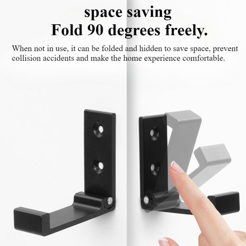 5pcs Wall-Mounted Folding Aluminum Coat Hooks - Unfinished Metal Finish, Perfect for Hanging Coats, Towels, Hats, Bags, and Fitness Equipment