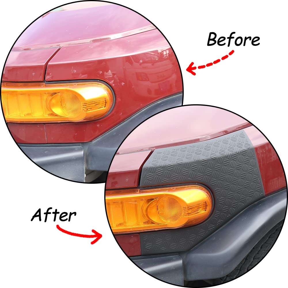 DIYUCAR Sett med sidepynt for tåkelys foran, beskyttelse for panser og hjørnebeskyttere for karosseri for Toyota FJ Cruiser 2-delt paneler, deksler, 2007-2021