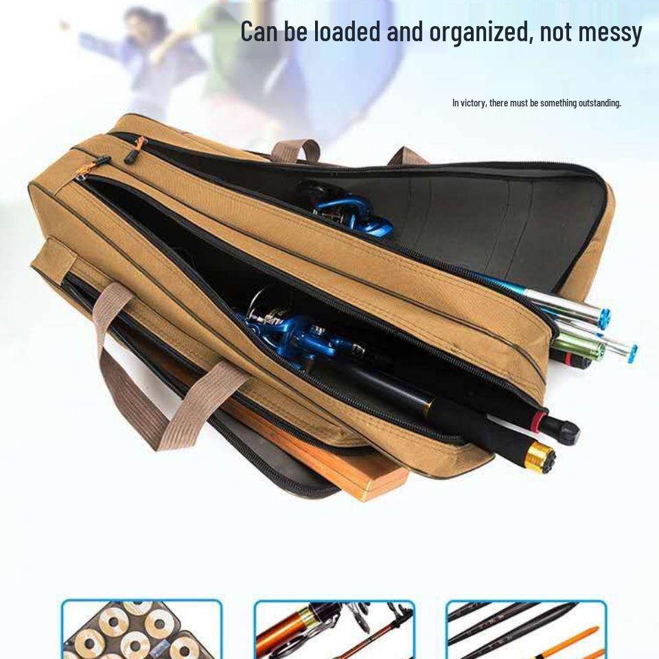 A1R Mini Multi-Layer Fishing Rod Bag - Canvas Gear Bag for Ice & Standard Fishing