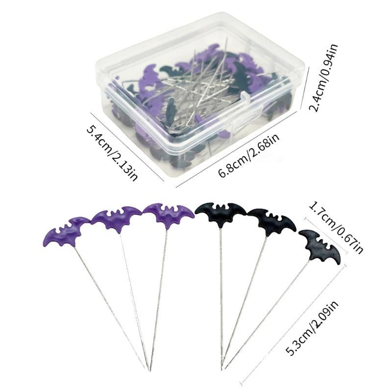 50pcs Dressmaking Pins Embroidery Patchwork Pins Accessories Halloween Bat Sewing Needle DIY Sewing Tools Decoration
